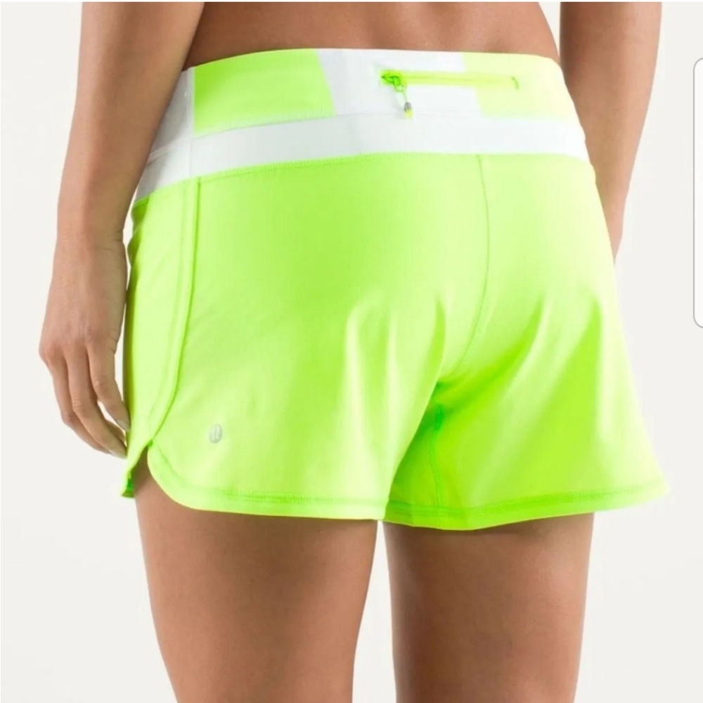 Lululemon Groovy Run Short with Liner in Bold Stripe Zippy Green
